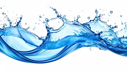 Obraz premium Dynamic waves of clear blue water create a powerful splash effect against a clean white background