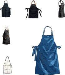 vectors illustration of apron, kitchen appliances set