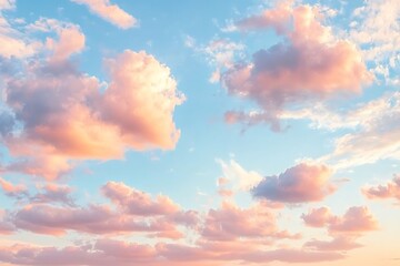 Obraz premium Beautiful Sky with Soft Pink Clouds and Light Blue Sky at Sunset or Sunrise