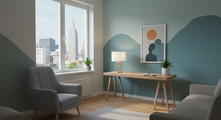 Modern room with city view