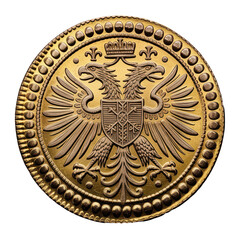 Ancient Medieval Coin with Ornate Double-Headed Eagle Design