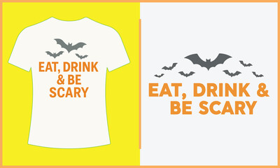 Halloween T-Shirt Design Featuring Bats and a Playful 