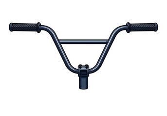 Fototapeta premium BMX Bicycle Handlebars Dark Gray Steel Textured Grips VShaped Design.
