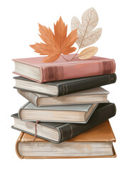 Vintage Books Stack in Soft Autumn Colors Illustration