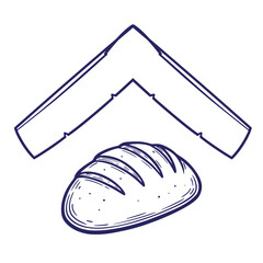 Hand drawn loaf of bread with banner element perfect for bakery and food illustrations