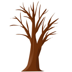 Bare Winter Tree Illustration - Simple Brown Deciduous Tree Graphic
