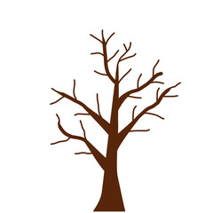 Bare Brown Tree Silhouette, Simple Nature Illustration