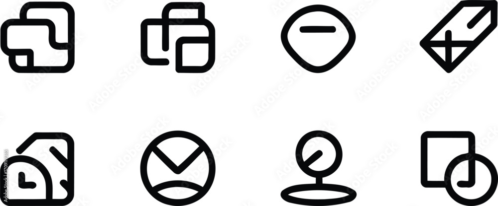 Wall mural set of business and programming icons depicting various concepts including finance, coding, security