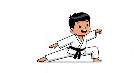 Cartoon boy doing martial arts pose
