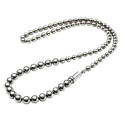 Silver ball chain necklace with a cylindrical clasp and ring jewelry metal