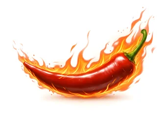 Plexiglas schilderij Hete pepers Fresh red chili pepper isolated for cooking isolated  © Loka Design