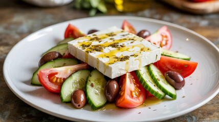 Classic Greek Salad with Feta and Olives