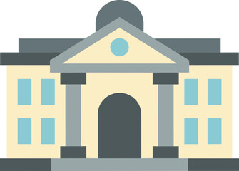 Flat Design Courthouse Building Structure With Columns And Round Accent Icon