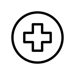 Medical Cross Symbol Line Icon of Hospital and Clinics Icon Set