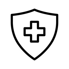 Obraz premium Health Shield Line Icon of Hospital and Clinics Icon Set