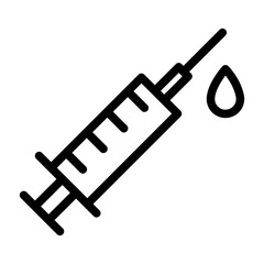 Vaccine Syringe (Angled) Line Icon of Vaccinations Icon Set