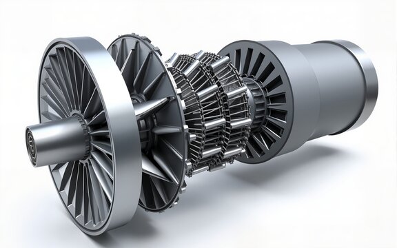 Innovative 3d Turbine Engine Design Blends Physical and Digital Twin. Metallic Structures Merge With Digitalization Elements, Green Energy Solutions and Robust Engineering Methodologies. High quality