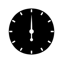 Stylized Minimalist Clock Face Showing Six O'Clock Black and White Image