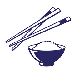 Simple illustration of rice bowl with chopsticks representing asian cuisine food and culture