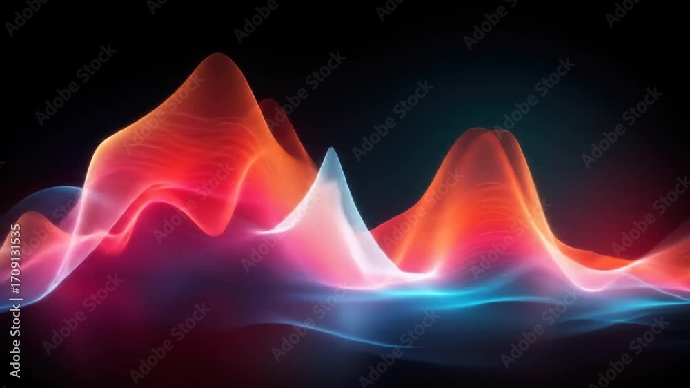 Canvas Prints abstract representation of sound waves, with vibrant colors and dynamic shapes, against a dark backg