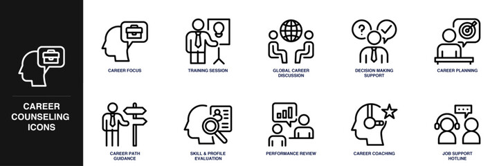 Career Counseling Line Icon Set