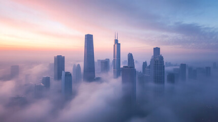 Fototapeta premium Skyscrapers Above the Clouds