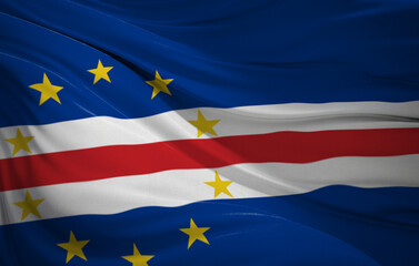 Close-up of a Waving Cape Verde Flag, perfect for patriotic designs, Independence Day celebrations, or travel materials