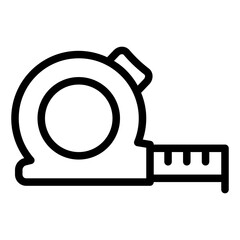 measuring object size outline icon using tape in workshop