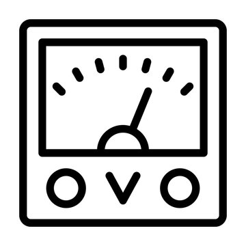 electric voltage check outline icon using voltmeter device