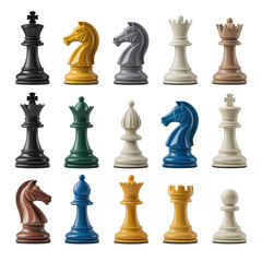 Colorful Chess Pieces Arranged in Professional Studio Setting