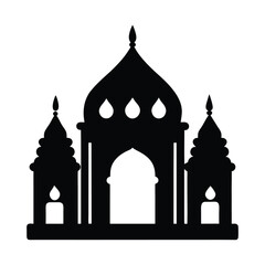Majestic islamic mosque silhouette featuring domes minarets and arched entrance symbolizing faith architecture and heritage