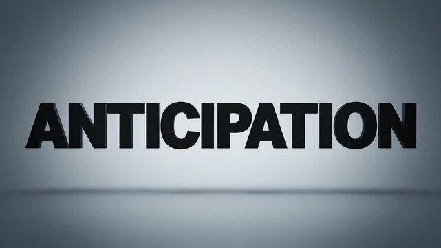 Dynamic Black Text Forming 'Anticipation' Against a Bright, Abstract Background