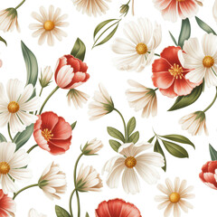 Elegant Floral Pattern on Light Sage Green Background