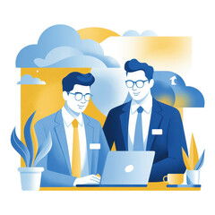 Collaborative Business Professionals in Modern Minimalist Workspace