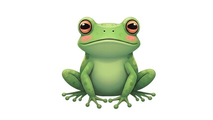 Obraz premium Charming green frog with big eyes, perfect for children's books, nature illustrations, and fun designs.