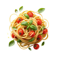 Fresh Spaghetti with Cherry Tomatoes and Basil Garnish
