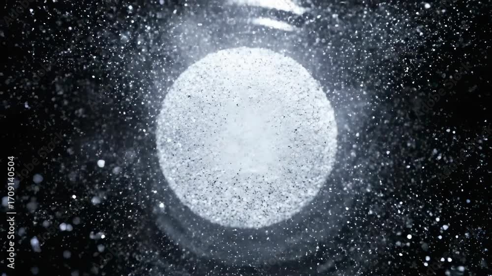 Wall mural a rapid glowing flash of white and silver particles, exploding and dissipating in a seamlessly loopi
