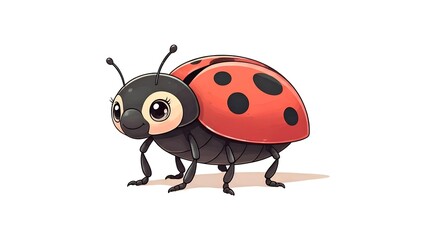 Naklejka premium Cute cartoon ladybug with big eyes, perfect for children's stories and educational content.