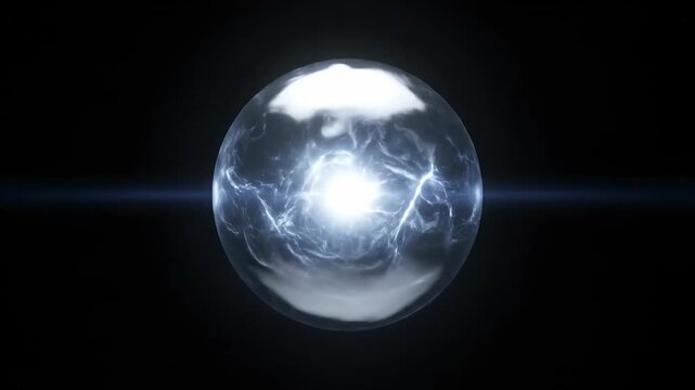 A shimmering silver flare pulses with a cool, electric intensity against a dark background in a seamlessly looping abstract visual motion, calm, shimmering silver flare