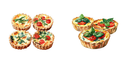 mini quiches watercolor vector illustration