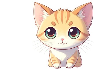 Obraz premium Adorable cartoon kitten with big expressive eyes, perfect for playful designs
