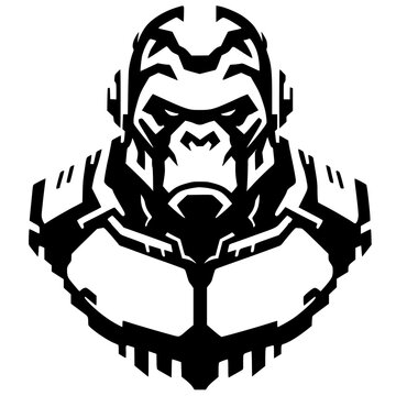 Retrato de silueta de un robot King Kong enojado