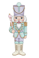 Whimsical Nutcracker Soldier in Pastel Colors Illustration