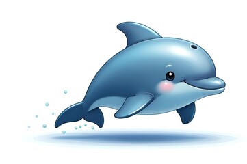 Joyful cartoon dolphin leaping from water with playful bubbles, perfect for kids' content
