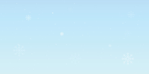 Natural Winter Christmas background with sky, heavy snowfall, snowflakes in different shapes and forms, snowdrifts. Winter landscape with falling Christmas shining beautiful snow