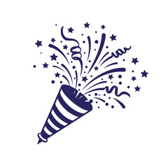 Obraz premium Festive vector illustration of a party popper with stars and streamers design element