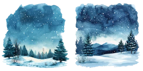 Selbstklebende Fototapeten Blue Jeans winter night sky watercolor vector illustration  © Dar