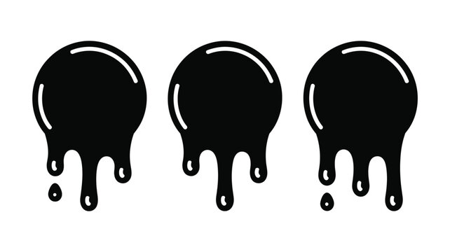 Dripping Paint Vector Elements,  Liquid Flow Silhouettes, Melted Circle Logos, Paint Drop Symbols, Artistic Splashes for Graffiti Art, Branding, T-Shirts, Prints, and Design Projects
