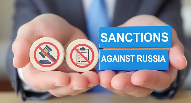 SANCTIONS AGAINST RUSSIA. Sanctions concept. Political and economic measures of deterrence countries new.