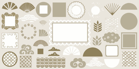 Japanese Decorative Elements and Frames Neutral Tones Keywords: japanese, decorative, elements